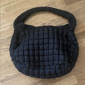 Street Level Large Black Quilted Padded Shoulder Bag